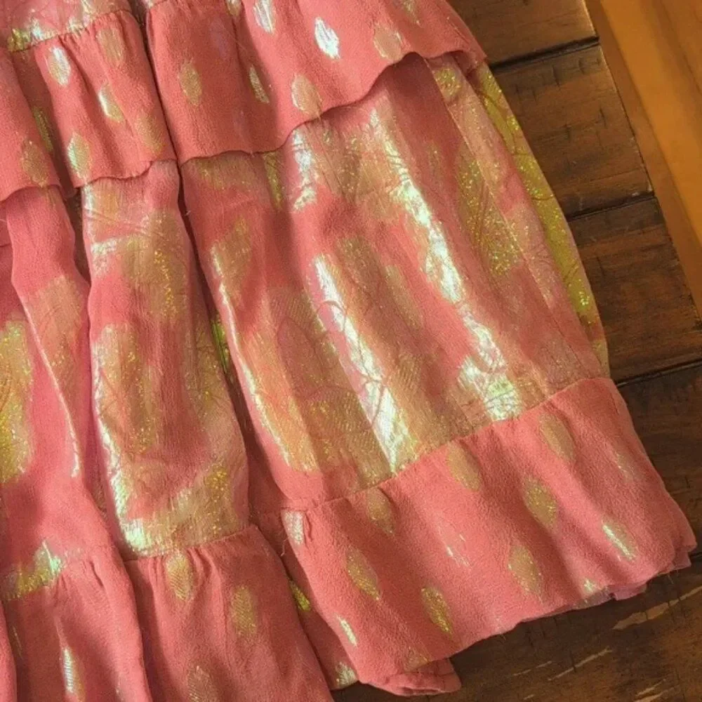 Anthropologie 🪷Ollari Orchid tiered  ruffles opalescent Dress in lilac Small ⭐️ - Picture 7 of 10